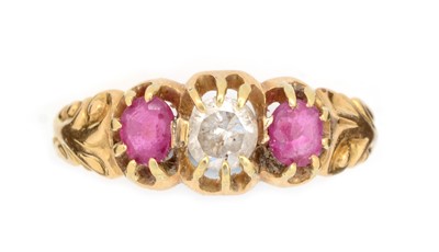 Lot 105 - A Victorian style diamond and ruby ring