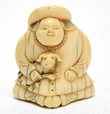 Lot 325 - Ivory Netsuke Dutchman and kid