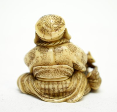 Lot 326 - Ivory Netsuke, Daikoku and rats