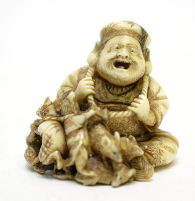 Lot 326 - Ivory Netsuke, Daikoku and rats