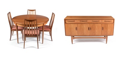 Lot 653 - Victor B. Wilkins for G-Plan: a six-piece teak 'Fresco' pattern dining room suite.