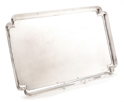 Lot 214 - A George V silver tray, by Thomas Bradbury & Sons