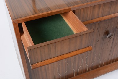 Lot 655 - Everest: a mid Century walnut Helix pattern sideboard.