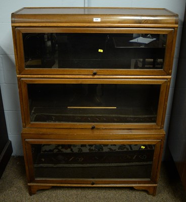 Lot 228 - Globe-Wernicke style mahogany sectional three tier bookcase