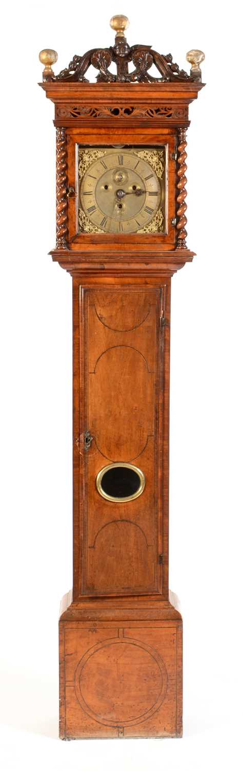 Lot 479 - William Prevost, Newcastle: A very rare late 17th Century three train walnut longcase clock.