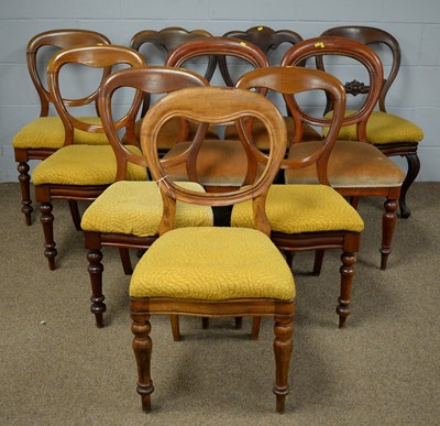 Lot 23 - A Harlequin set of ten Victorian balloon back chairs