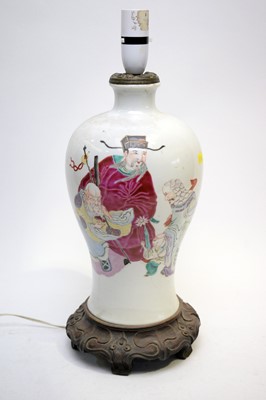Lot 304 - Chinese Famille Rose table lamp vase
