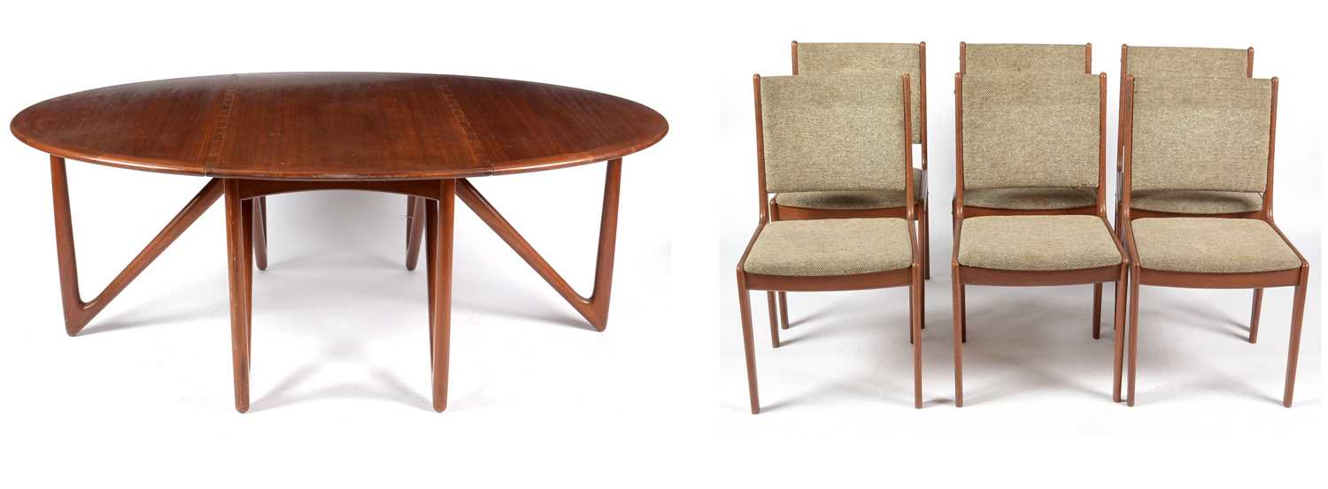 Lot 658 - Kurt Østervig for Jason Möbelfabrik, Denmark: 'Eva' dining table; and six associated chairs.