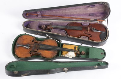 Lot 839 - Frederick Daniel Mahoney Violin, another and bow.