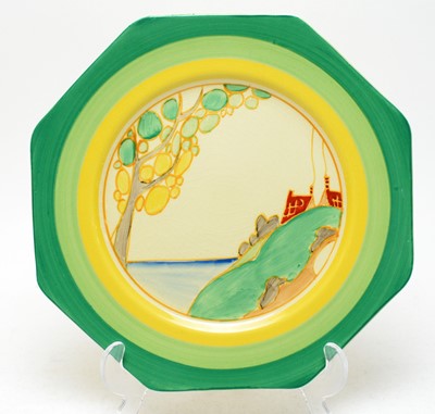 Lot 375 - A Clarice Cliff Bizarre 'Secret' pattern octagonal plate