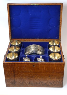 Lot 143 - A 19th Century silver plated communion set, by Elkington & Co