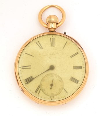 Lot 22 - An 18ct yellow gold cased open faced pocket watch