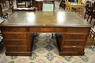 Lot 91 - 20th C mahogany partner's desk.