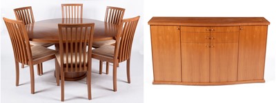 Lot 620 - Skovby: a Danish eight-piece cherrywood 'Kirsebaer' pattern dining suite.