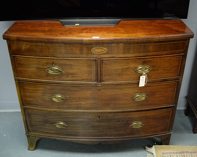 Lot 107 - 19th C mahogany bowfront chest of drawers.