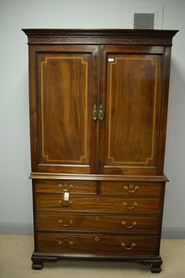 Lot 108 - 20th C mahogany linen press.