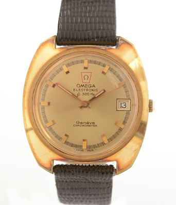 Lot 2 - Omega Electronic F300hz Chronometer: a gilt steel cased wristwatch