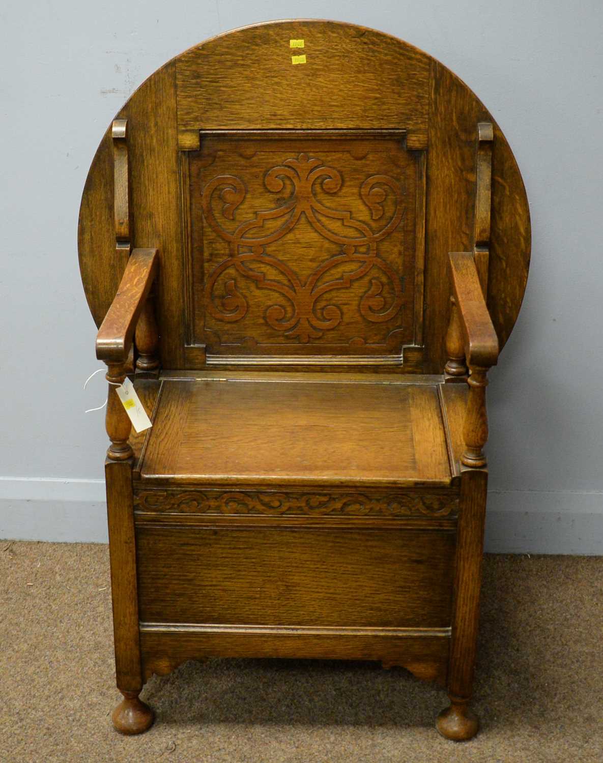 Lot 167 - Mid 20th C oak monk's bench