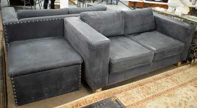 Lot 113 - George Smith: a pair of sofas and a pouffe