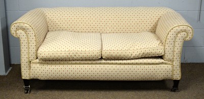 Lot 4 - 20th C drop-arm Chesterfield style sofa.