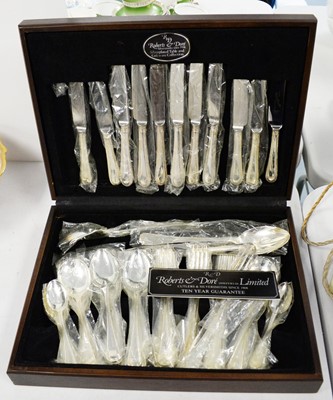 Lot 411 - A mahogany canteen of cutlery by Roberts & Dore