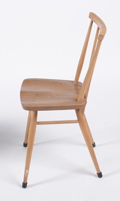 Lot 625 - Ercol: set of four elm and beech No. 391 all-purpose Windsor chairs.