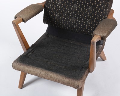 Lot 630 - Mid Century oak framed easy armchair.