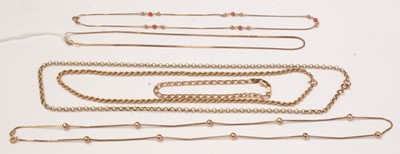 Lot 53 - A selection of 9ct gold and yellow metal chains