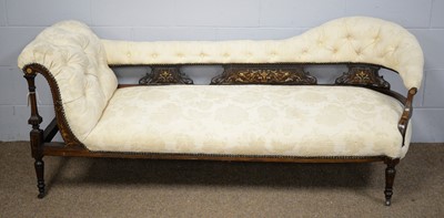 Lot 56 - Edwardian rosewood chaise longue.