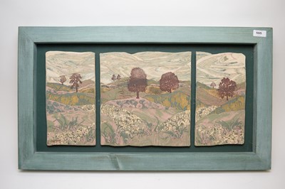 Lot 505 - A contemporary ceramic triptych of Hadrian's Wall by Syl Macro