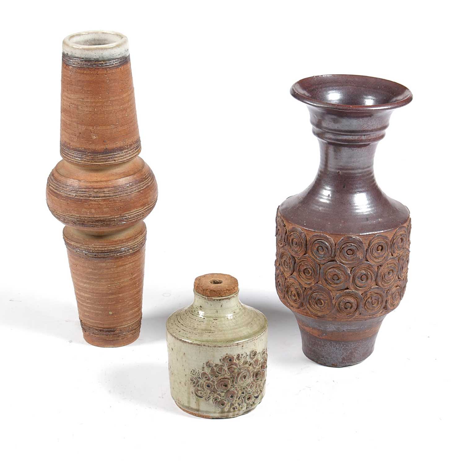 Lot 603 - Three earthenware vases by Michael Whittaker White.