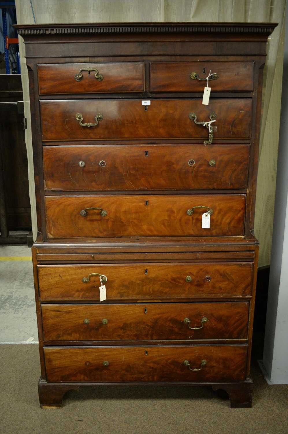 Lot 219 - A George III mahogany chest on chest