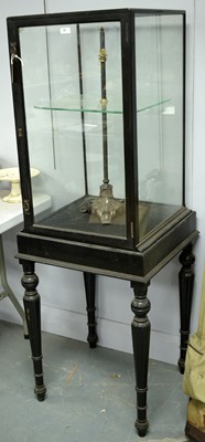 Lot 95 - 19th C ebonised display cabinet.