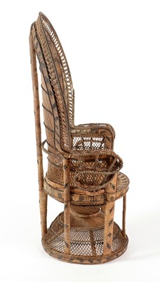 Lot 637 - An Emmanuelle wicker peacock chair, 1970's