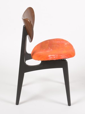 Lot 639 - G-Plan: a 'Librenza' tola wood and black lacquered drop leaf table and four dining chairs.