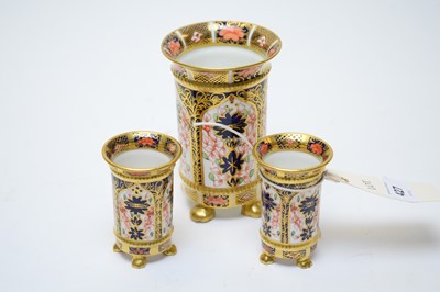 Lot 427 - Royal Crown Derby Imari vase; and a pair of similar smaller vases.
