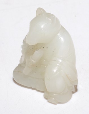Lot 111 - A bowenite okimono in the form of a rat.