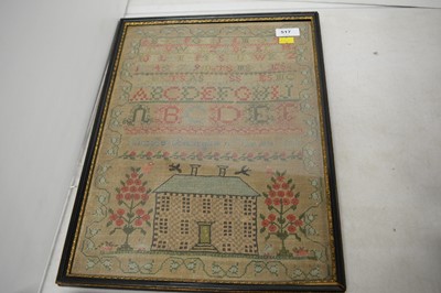 Lot 517 - Early Victorian needlework sampler.