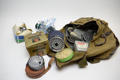 Lot 494 - A selection of fishing reels and flies