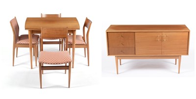 Lot 644 - Uniflex: a mid Century teak six-piece dining room suite.