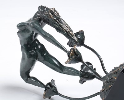Lot 670 - Lorenzo Quinn - A bonded bronze on black marble 'Rose'.