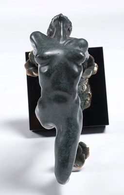 Lot 670 - Lorenzo Quinn - A bonded bronze on black marble 'Rose'.