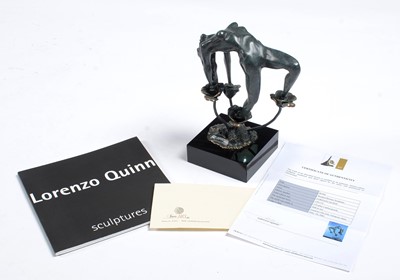 Lot 670 - Lorenzo Quinn - A bonded bronze on black marble 'Rose'.