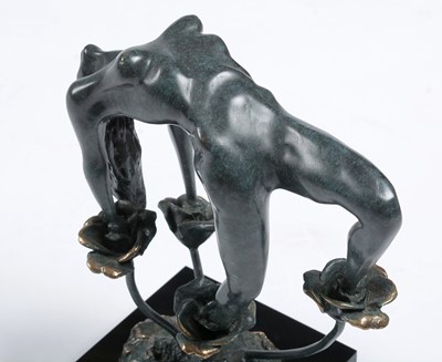 Lot 670 - Lorenzo Quinn - A bonded bronze on black marble 'Rose'.