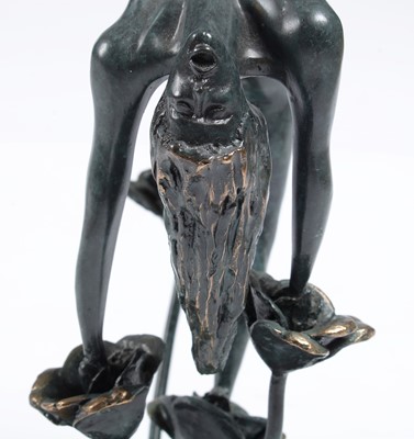 Lot 670 - Lorenzo Quinn - A bonded bronze on black marble 'Rose'.