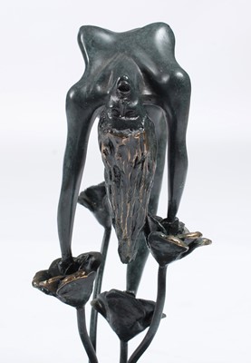 Lot 670 - Lorenzo Quinn - A bonded bronze on black marble 'Rose'.