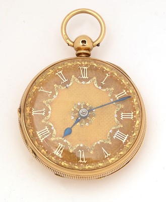 Lot 12 - An 18ct yellow gold cased open faced pocket watch
