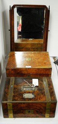 Lot 389 - Two Victorian travelling vanity sets; and a swing toilet mirror.