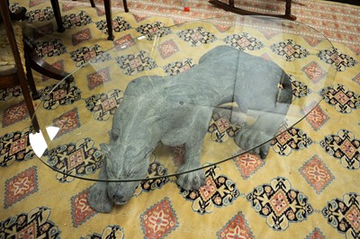 Lot 100 - 20th C glass-topped coffee table.