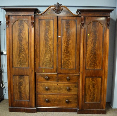 Lot 79 - Victorian breakfront wardrobe.
